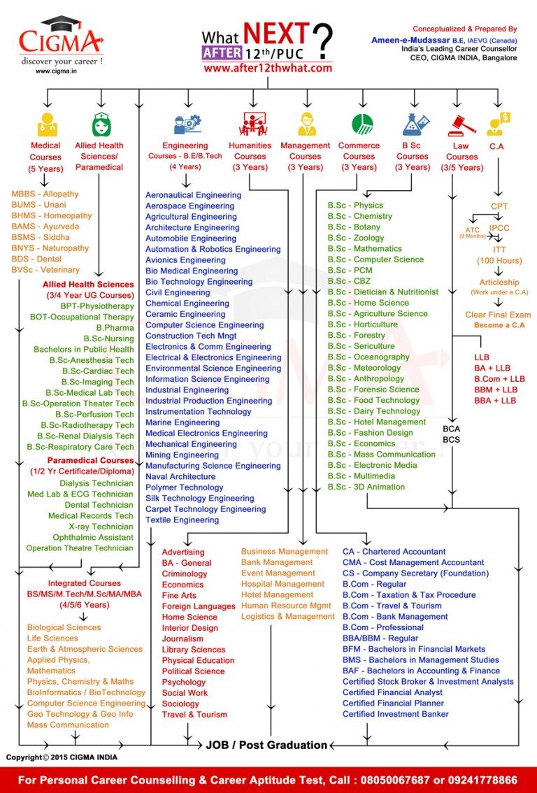 Career Chart After12th Color   Courses | Colleges | Careers | Jobs